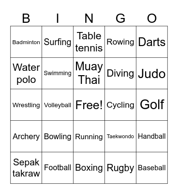 Sports Bingo Card