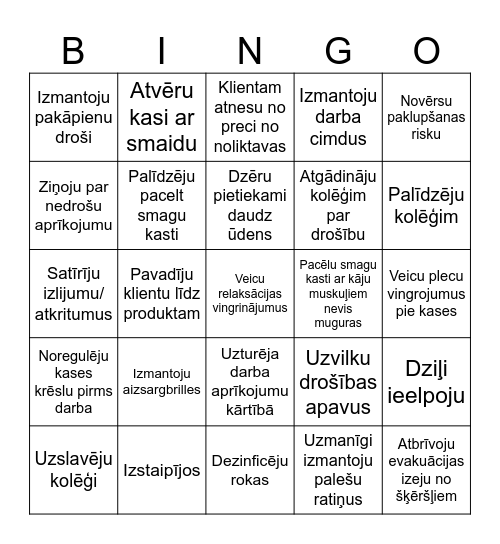 Veikals 1 Bingo Card