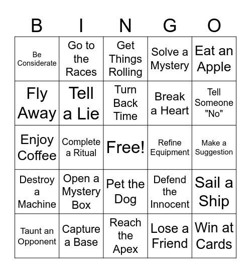 Abe VS Ash: Video Game Bingo Card
