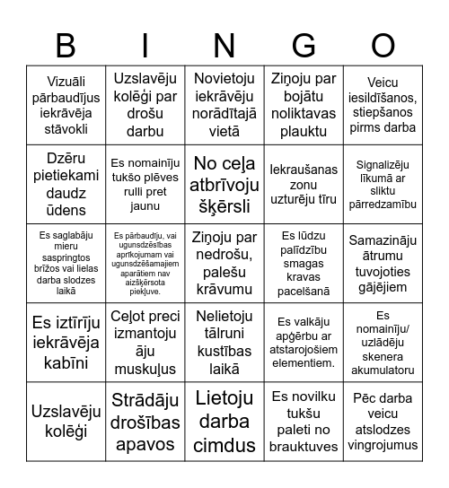 Noliktava 1 Bingo Card