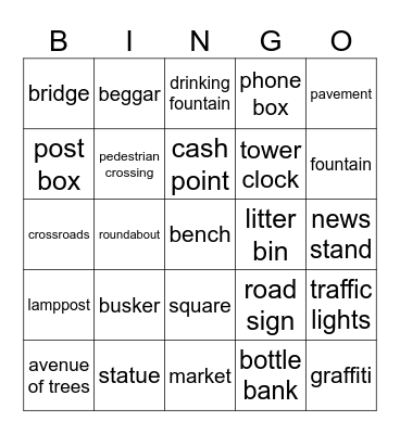 In town Bingo Card