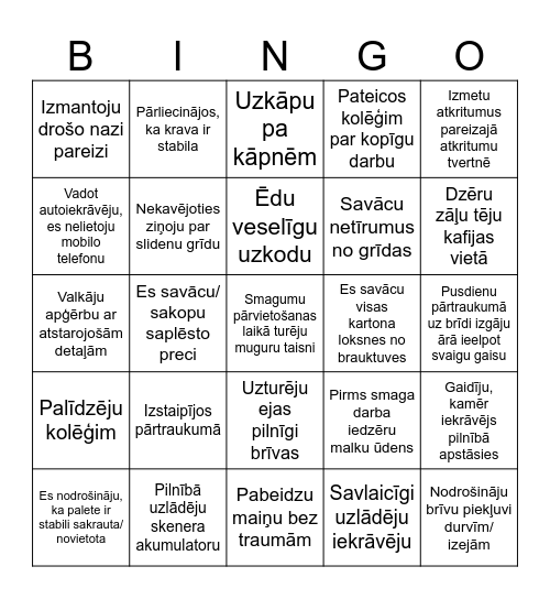 Noliktava 2 Bingo Card