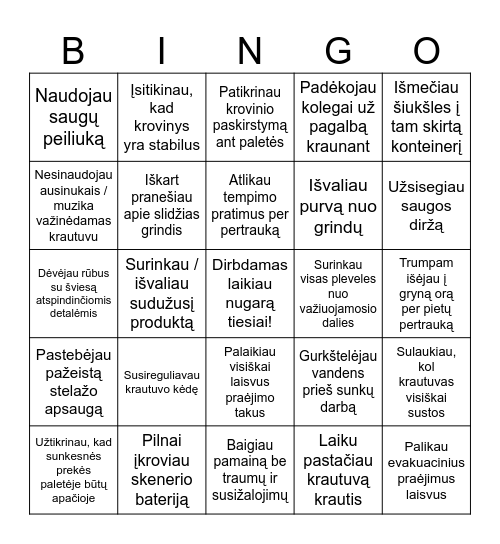 Sandėlio Bingo II Bingo Card