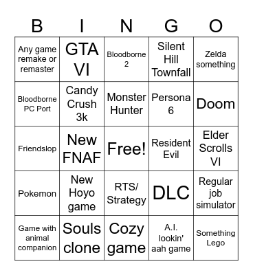 Gamescom Opening Night Bingo Card