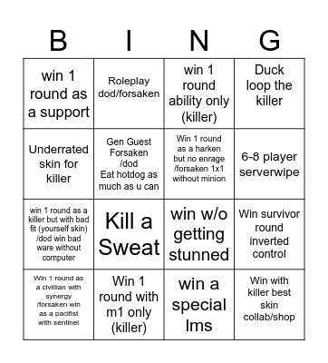 Asymm game bingo Card