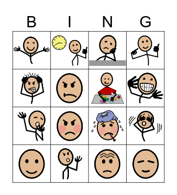 Zones of Regulation Bingo Card