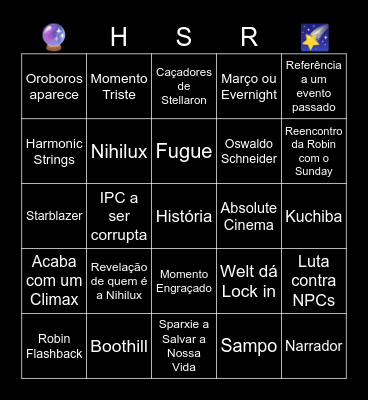 Star Rail Story Bingo Card