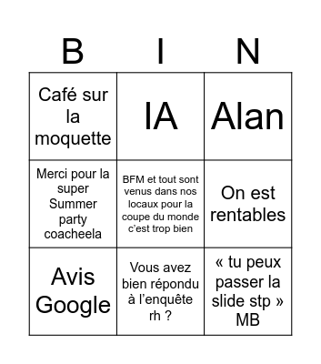 Monthly de rentrée Bingo Card