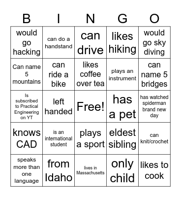 DC1 FPOP Bingo Card