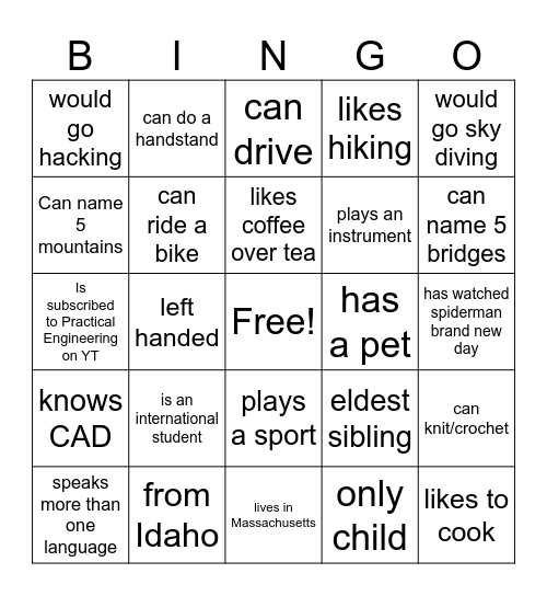 DC1 FPOP Bingo Card