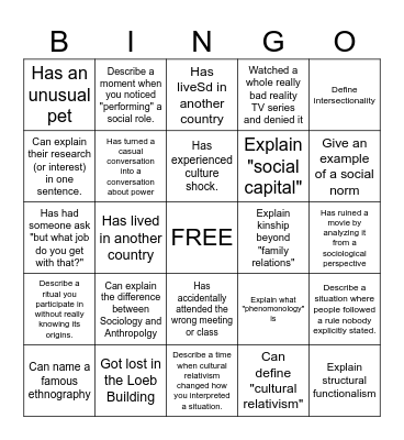 SOAN BINGO Card