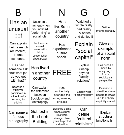 SOAN BINGO Card