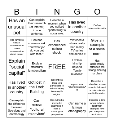 SOAN BINGO Card