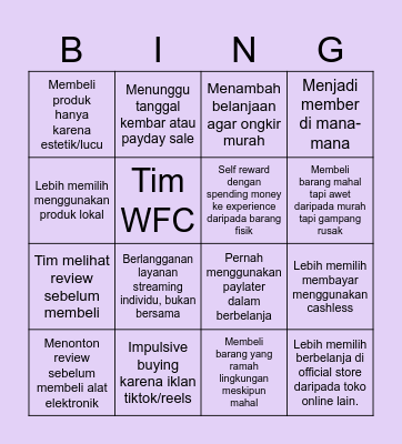 Kebiasaan Konsumen Bingo Card