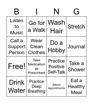 Self-Care Bingo Card