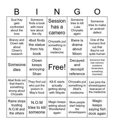 NOT QUITE HUMAN BINGO (Session 3) Bingo Card