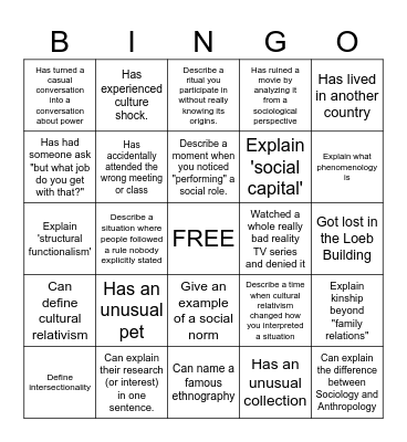 SOAN Bingo! Bingo Card