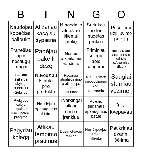Parduotuvės Bingo I Bingo Card