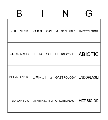 LANGUAGE OF SCIENCE Bingo Card