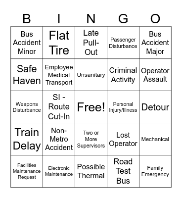 Control - September Bingo Card