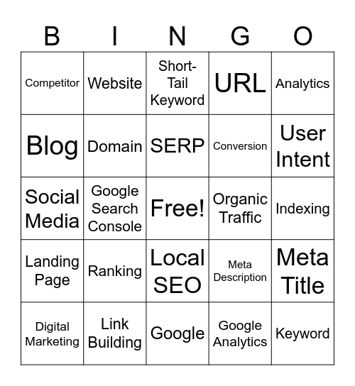 SEO BINGO Card