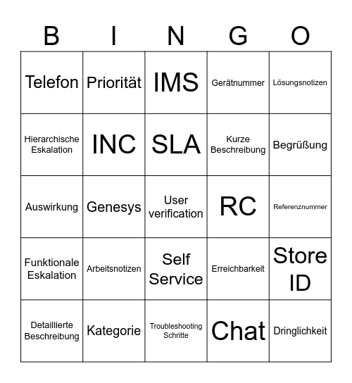 Woche 3 Bingo Card Bingo Card