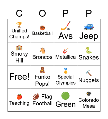 Metallica to Mesa: The Coppinger Experience Bingo Card