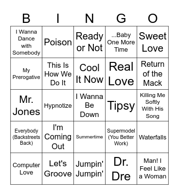 Drag Music Bingo #1 Bingo Card