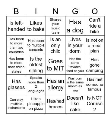 Bingo: Find Someone Who Bingo Card