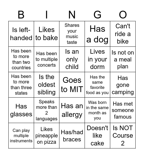 Bingo: Find Someone Who Bingo Card