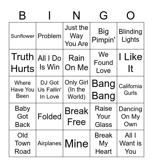 Drag Music Bingo #3 Bingo Card
