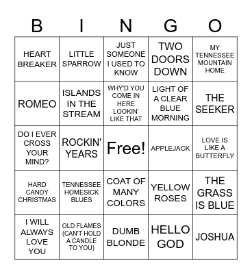 DOLLY PARTON Bingo Card