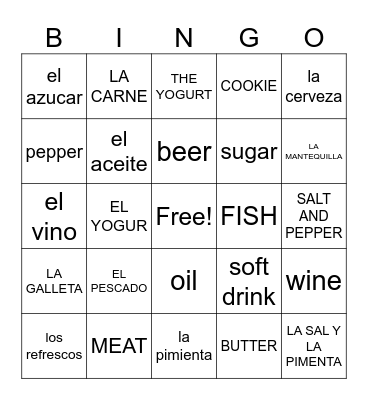 LA COMIDA Bingo Card
