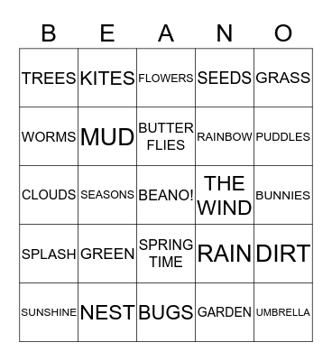 JELLY    BEANO Bingo Card