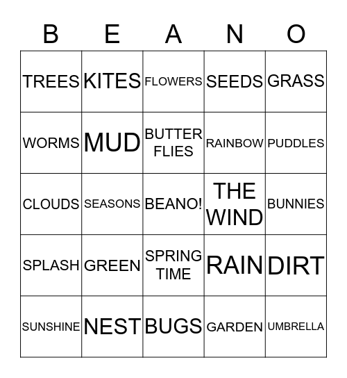 JELLY    BEANO Bingo Card