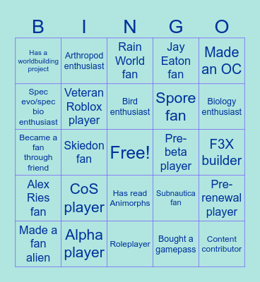 Be an Alien: Renewal Bingo Card