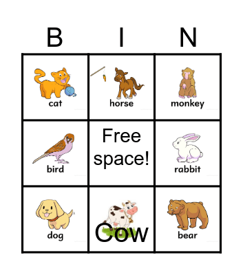 French animal bingo! Bingo Card