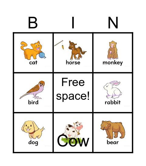 French animal bingo! Bingo Card