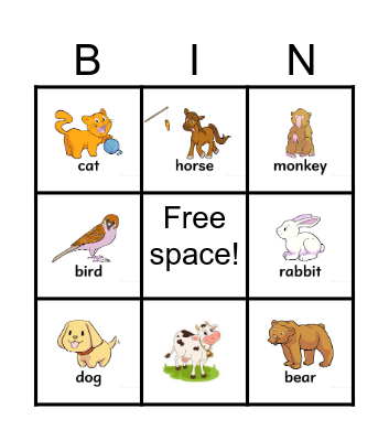 French animal bingo! Bingo Card