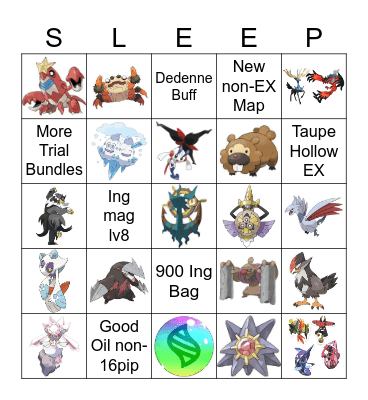 Pokemon Sleep Bingo Card