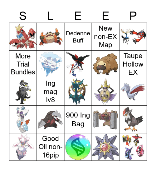 Pokemon Sleep Bingo Card