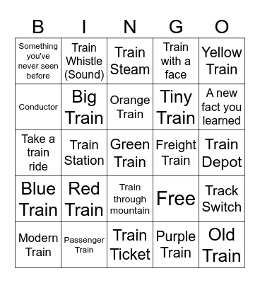 Train Bingo Card