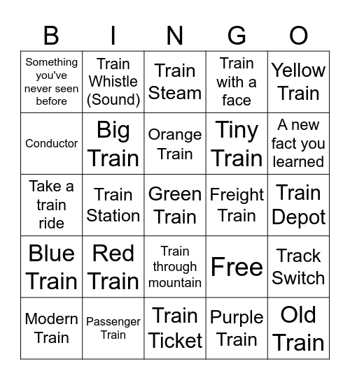 Train Bingo Card