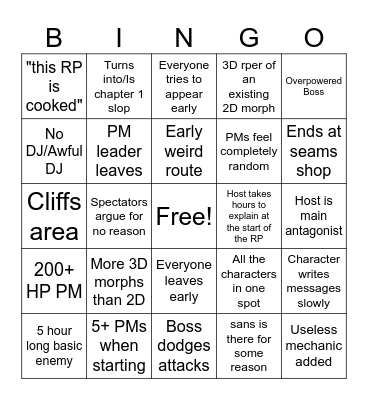 CDRP PRIVATE SERVER Bingo Card
