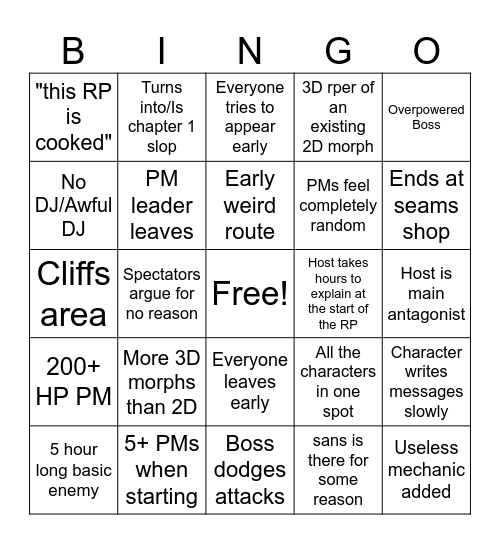 CDRP PRIVATE SERVER Bingo Card