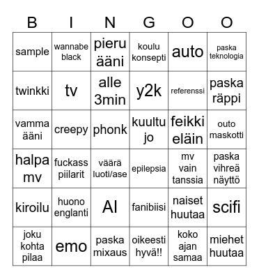 uusi kpop bingo Card