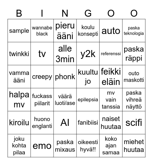 uusi kpop bingo Card