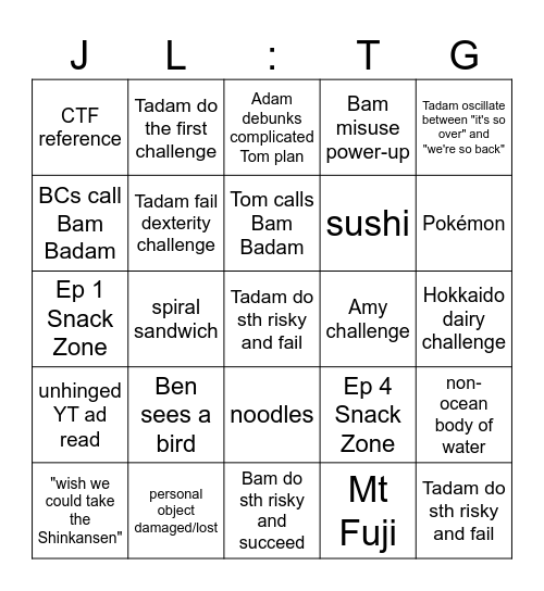 JLTG S19 Japanorama Bingo Card