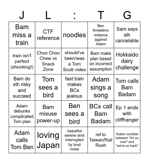 JLTG S19 Japanorama Bingo Card