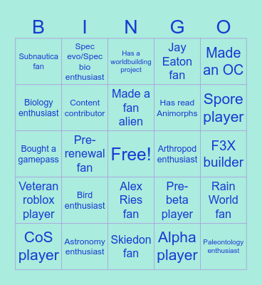 Be an Alien: Renewal Bingo Card